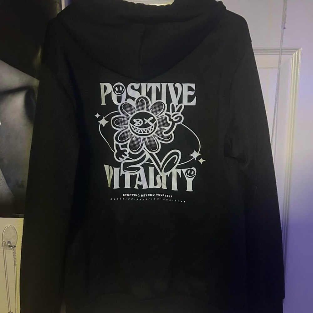 Black Hoodie with Positive Vitality Graphic